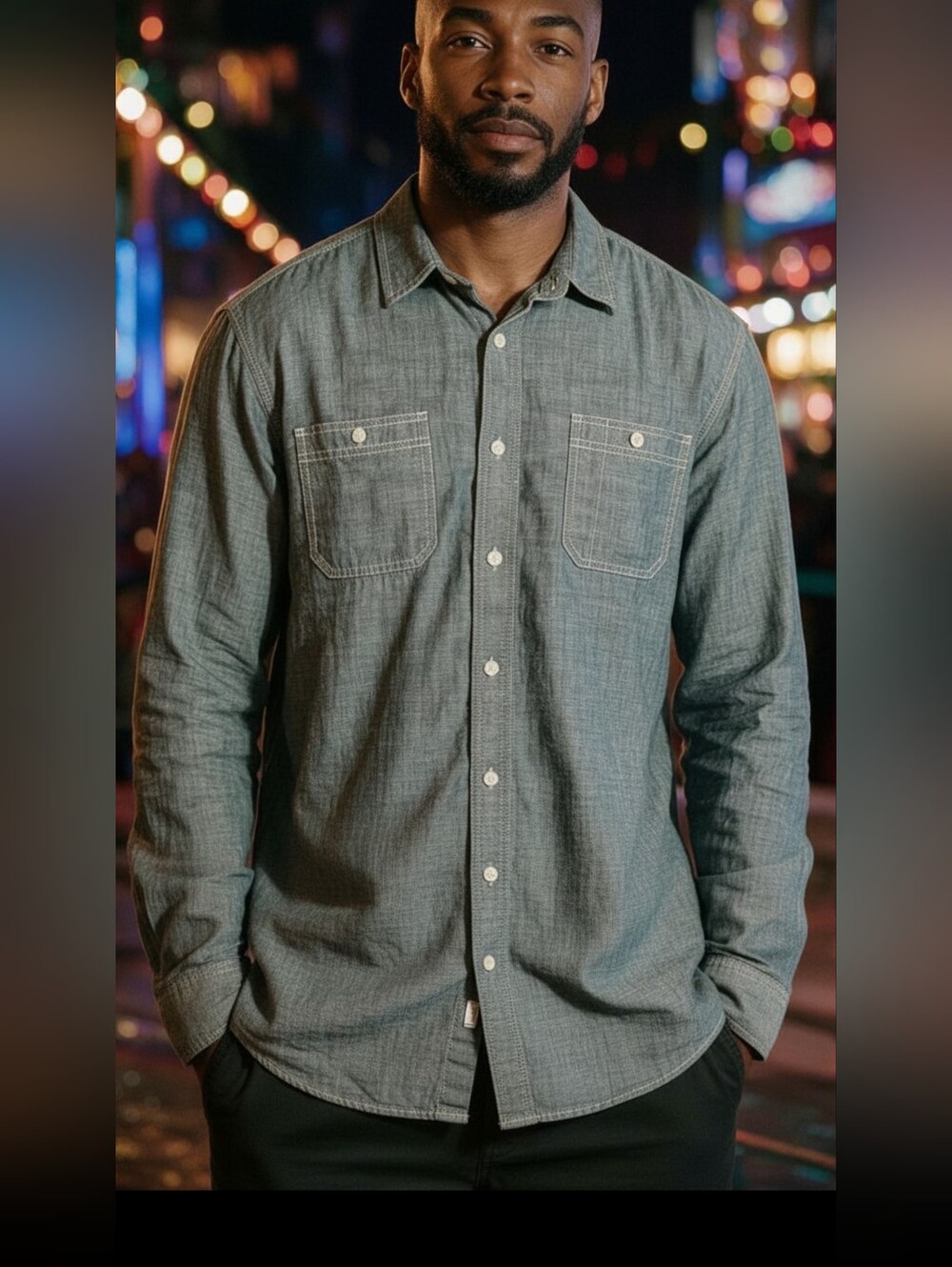 Lucky Brand Dungarees Charcoal Gray Button Down Shirt NWOT Size XXL